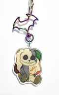 Keychain with a bunny character design on a white background