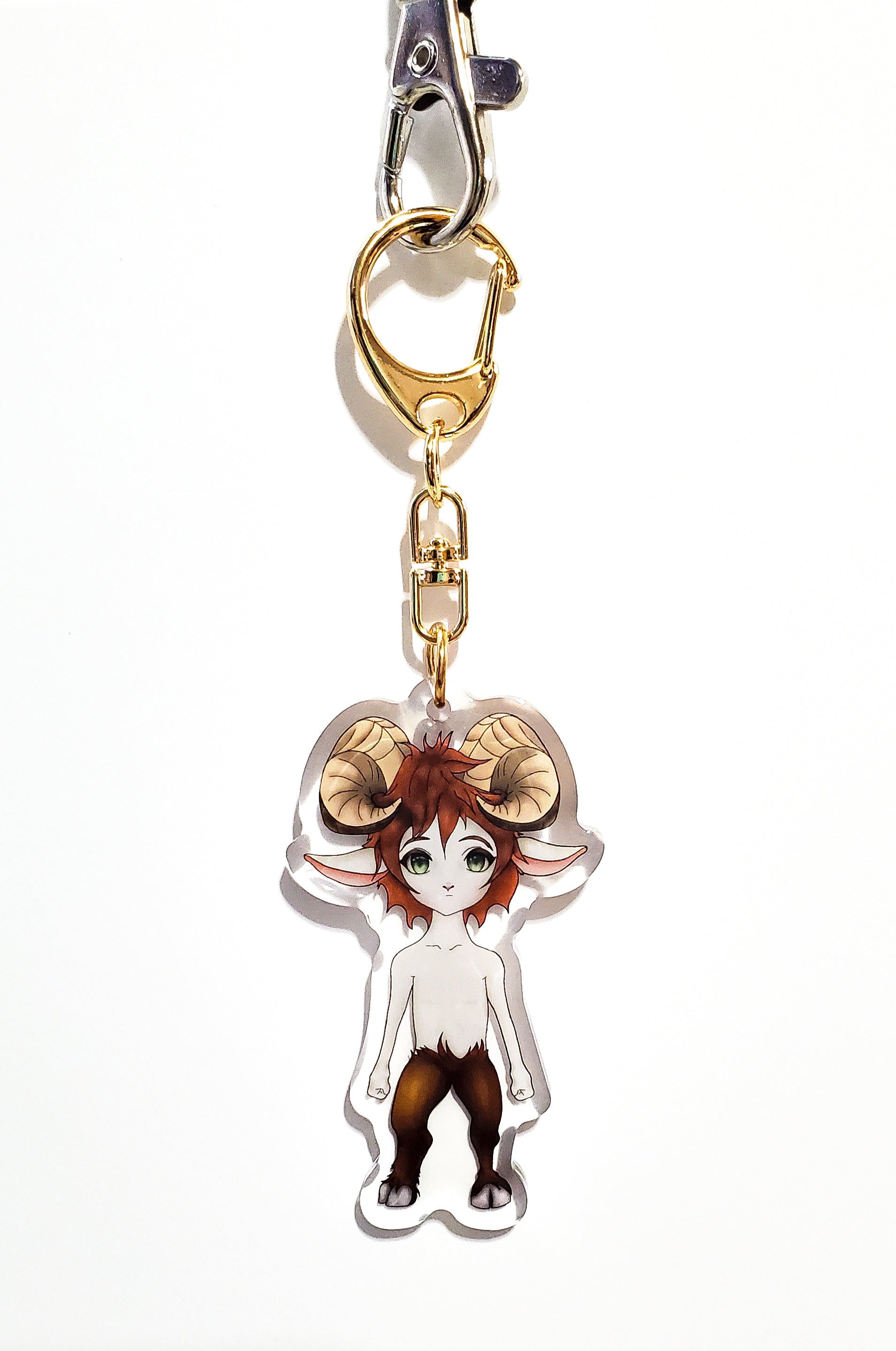 Keychain with a faun character on a white background