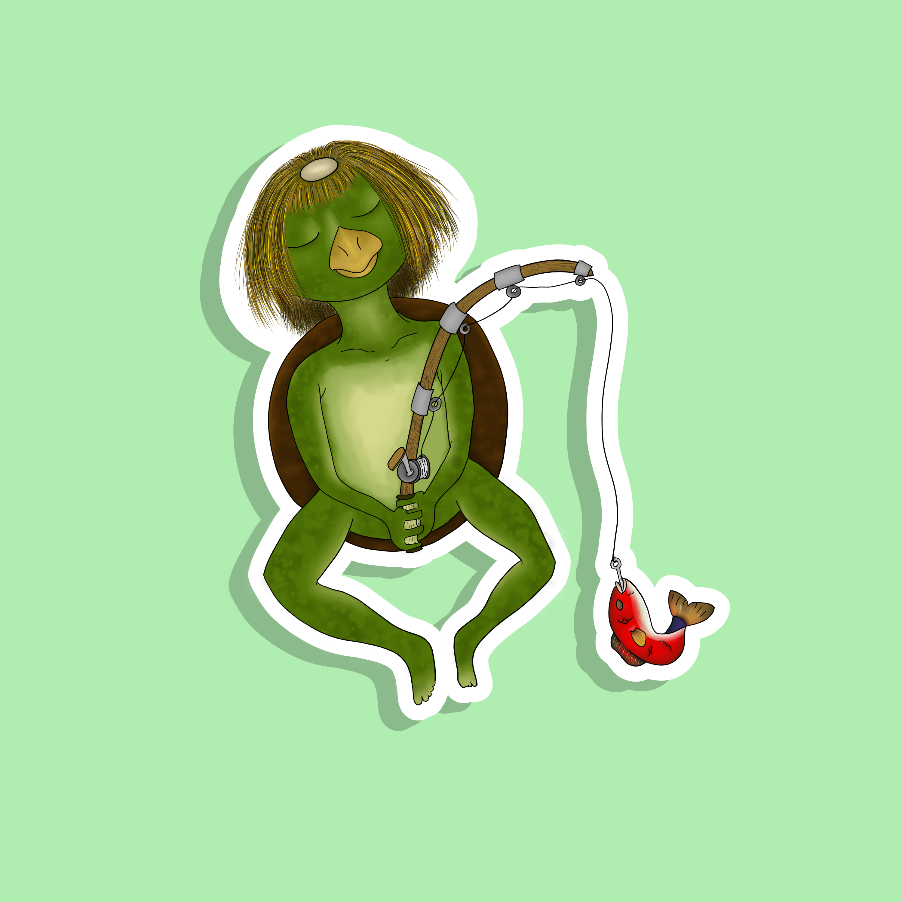 kappa with a bow and arrow on a light green background